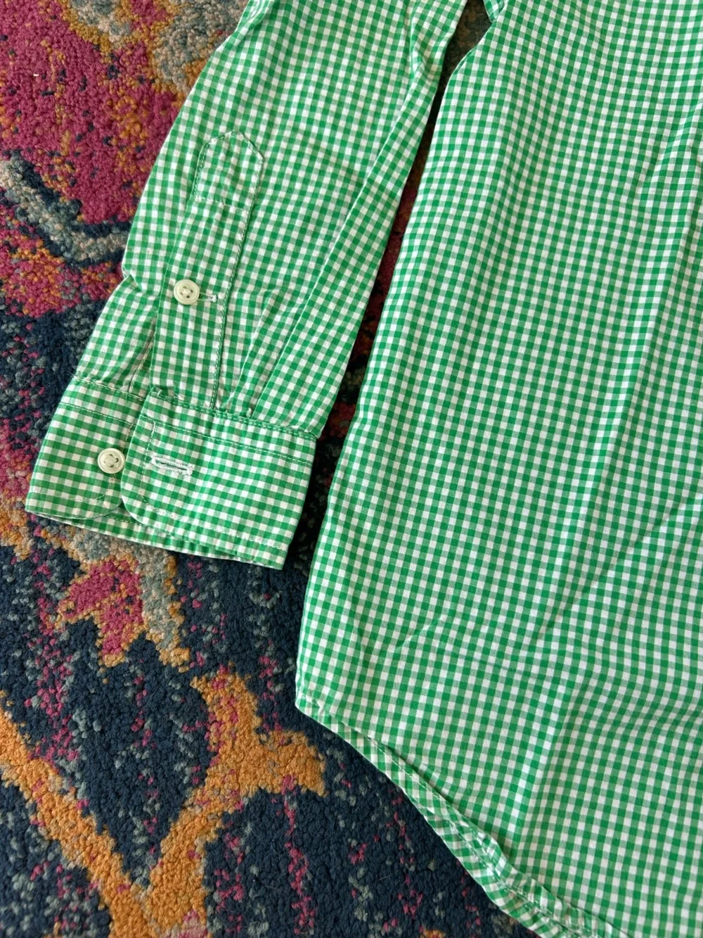 Ralph Lauren | Boys Green/White Gingham Long Sleeve Button Up Oxford Shirt Sz 7